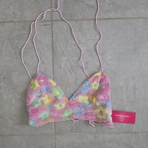 SHEIN Pink Fuzzy Floral Top